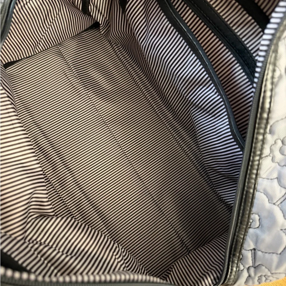Thirty One City Weekender Bag Grey With Black Flowers Customized Teal L - Picture 13 of 13